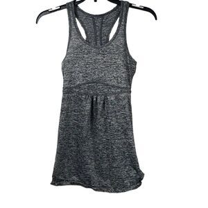 Cinched Racerback Workout Tank Top Charcoal Gray Space Dye Fitness Active Gym XS